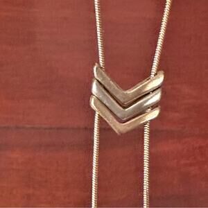 NY & Co Chevron Necklace Y Drop Gold tone long Two Tone Mix Metal Western Layer